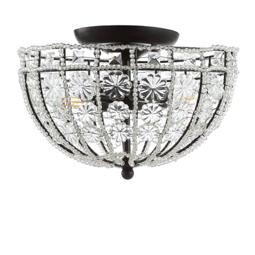Billie 12" Crystal Flower Metal/Acrylic LED Semi Flush Mount - JONATHAN Y